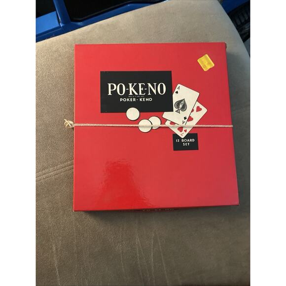 PO-KE-NO Poker Keno Card Game, 12 Boards & Chips Vintage, 1950s, POKENO - Picture 3 of 3